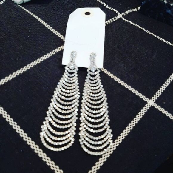 Vintage Long Chandelier Earrings 4" - Picture 2 of 5